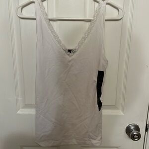 White Lace Trim Tank Top